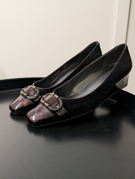 Stuart Weitzman Shoes - Stuart Weitzman Vintage Tortoise Cap Toe Wedge Pumps Suede 6.5 Made in Spain